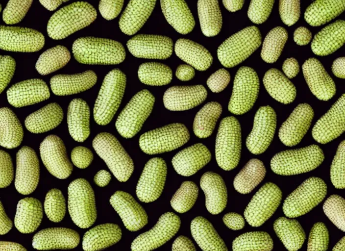 Image similar to zuckerberg's face composed of many small zucchinis in a mosaic pattern on black background