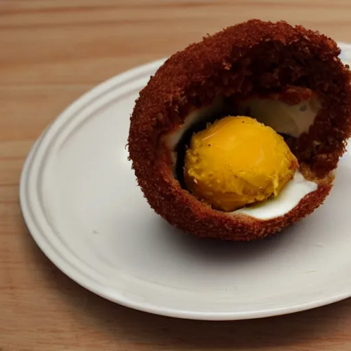 Prompt: scotch egg, but the inside is bitterbal