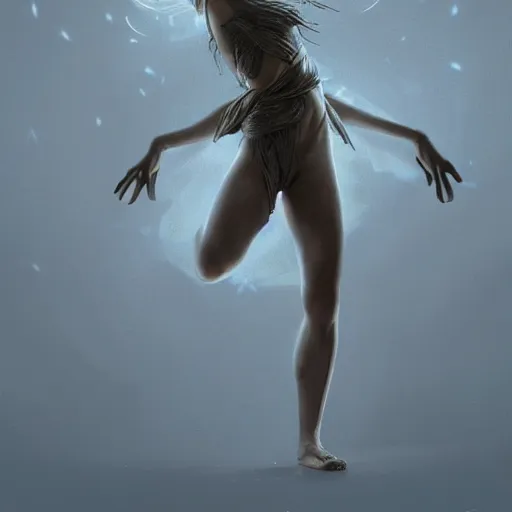 Image similar to a girl made of stone performing dance, intricate, elegant, glowing lights, highly detailed, digital painting, artstation, concept art, sharp focus, illustration, art by wlop, mars ravelo and greg rutkowski