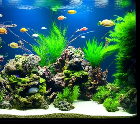 Prompt: aquascapes aquarium by takeshi amano, photography, full tank shot,