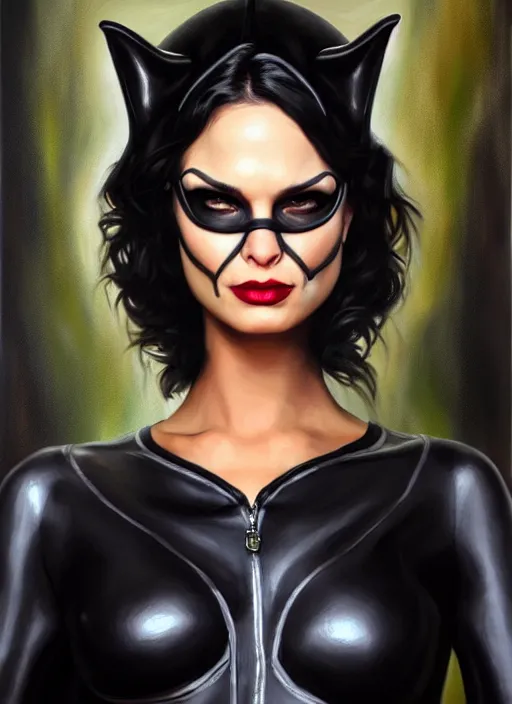 Image similar to a _ fantasy _ style _ portrait _ painting _ catwoman, oil _ painting _ unreal _ 5 _ daz. _ rpg _ portrait _ extremely _ detailed _ paolo eleuteri serpieri