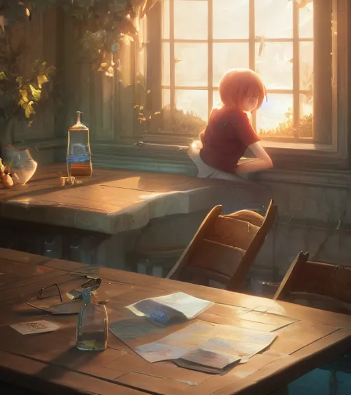 Prompt: highly detailed spilled milk on the table, stephen bliss, unreal engine, loish, rhads, ferdinand knab, makoto shinkai and lois van baarle, ilya kuvshinov, rossdraws, tom bagshaw, reflective global illumination, god rays, detailed and intricate environment