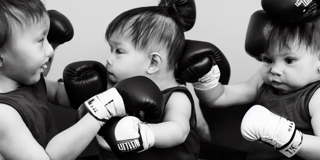 Prompt: two babies boxing