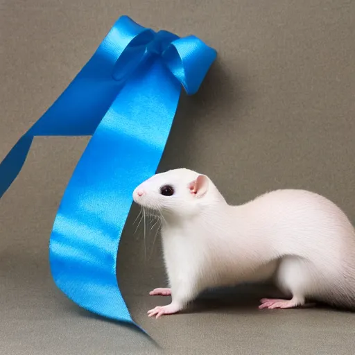 Image similar to chinchilla ferret hybrid, extra long body and tail, multiple legs, dynamic pose, ribbon like body, graceful curves