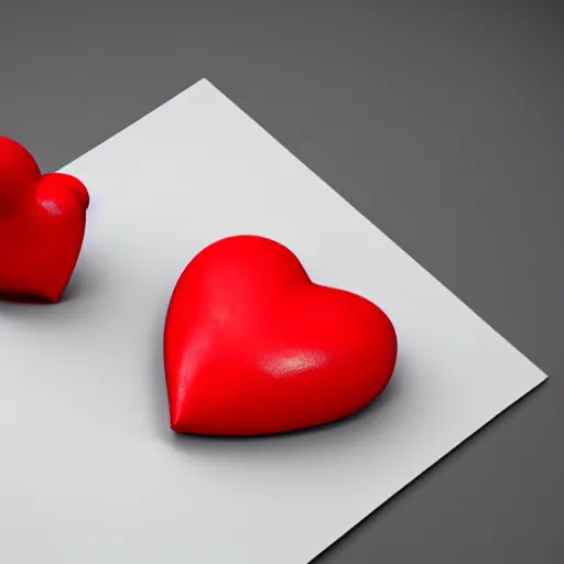 Image similar to 3d render of a badly formed red putty heart shape in the middle of a gray sheet of paper