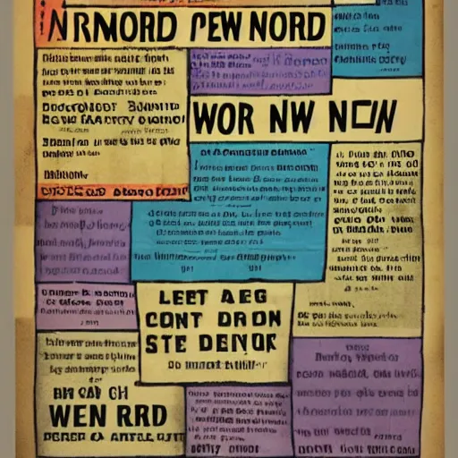 Prompt: a parody of new world order called a new word order about vocabulary, poster