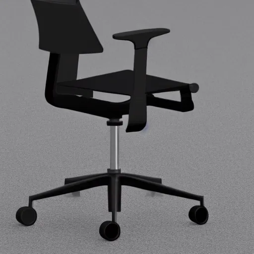 Image similar to Photograph of an office chair made from black steel parts, futuristic design, 8K HD, engineered, minimalist style, product shot