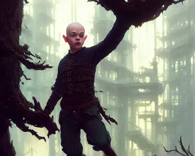 Prompt: highly detailed portrait of dane dehaan as a bald elf, in gta v, stephen bliss, unreal engine, fantasy art by greg rutkowski, loish, rhads, ferdinand knab, makoto shinkai and lois van baarle, ilya kuvshinov, rossdraws, tom bagshaw, global illumination, radiant light, detailed and intricate environment