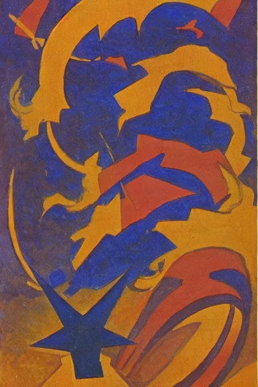 Image similar to thor, marvel, artwork by nicholas roerich,