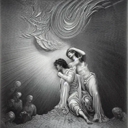 Prompt: astral projection by gustave dore