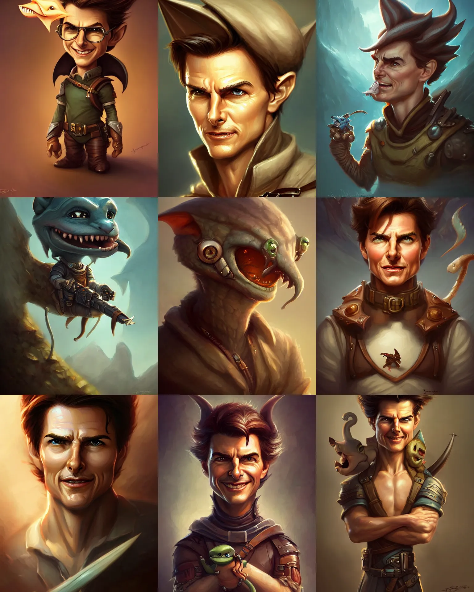 Prompt: cute little anthropomorphic tom cruise cute and adorable, pretty, beautiful, dnd character art portrait, matte fantasy painting, deviantart artstation, by jason felix by steve argyle by tyler jacobson by peter mohrbacher, cinema