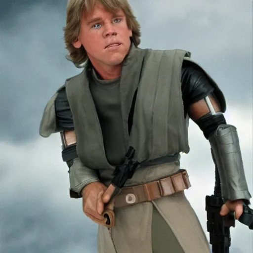 Image similar to luke skywalker but played by arnold schwarzenegger