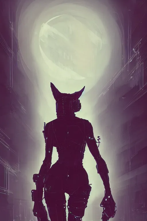 Image similar to an anthropomorphic cyberpunk fox, backlighting, trending on artstation, digital art, furry art, trending on furaffinity, fantasy art, by kawacy, view from behind