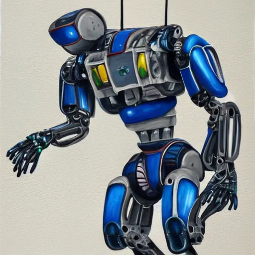 Image similar to a detailed painting of boston dynamics atlas robot, Laputa style