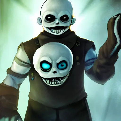 Image similar to photorealistic dark fantasy concept art of different versions of sans with his eye glowing, dynamic lighting, stunning visuals, ray tracing, beautiful scenery, cinematic, full body portrait, ultra detailed, hyper detail, stunning detail