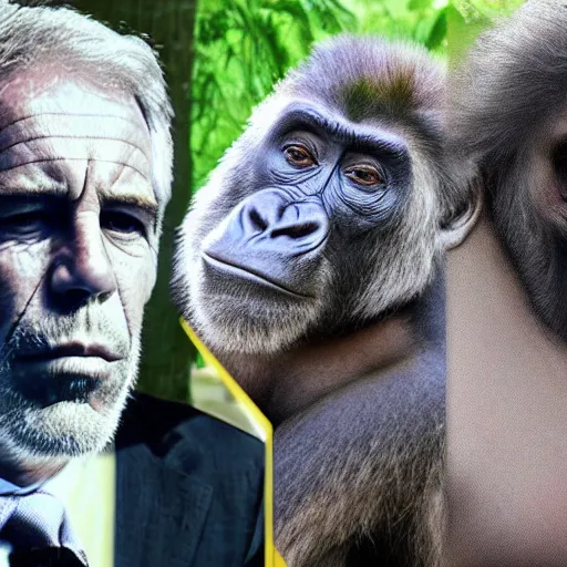 Image similar to harambe!! with Jeffrey! Epstein’s face!