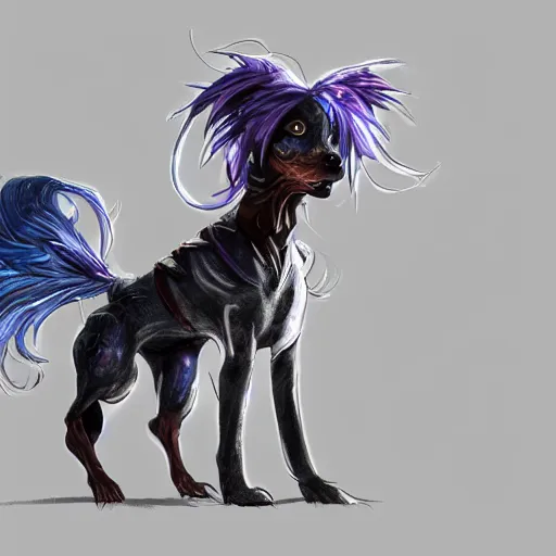 Prompt: Chinese crested powderpuff dog, full body, battle armour, Anthropomorphized, casting epic spell, magic the gathering artwork, D&D, fantasy, cinematic lighting, centered, symmetrical, highly detailed, digital painting, artstation, concept art, smooth, sharp focus, illustration, volumetric lighting, epic Composition, 8k, art by Akihiko Yoshida and Greg Rutkowski and Craig Mullins, heroic pose, oil painting, cgsociety, magic lab background