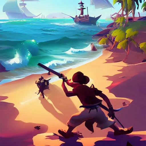 Image similar to painting treasure on sea of thieves game smooth median photoshop filter cutout vector, behance hd by jesper ejsing, by rhads, makoto shinkai and lois van baarle, ilya kuvshinov, rossdraws global illumination