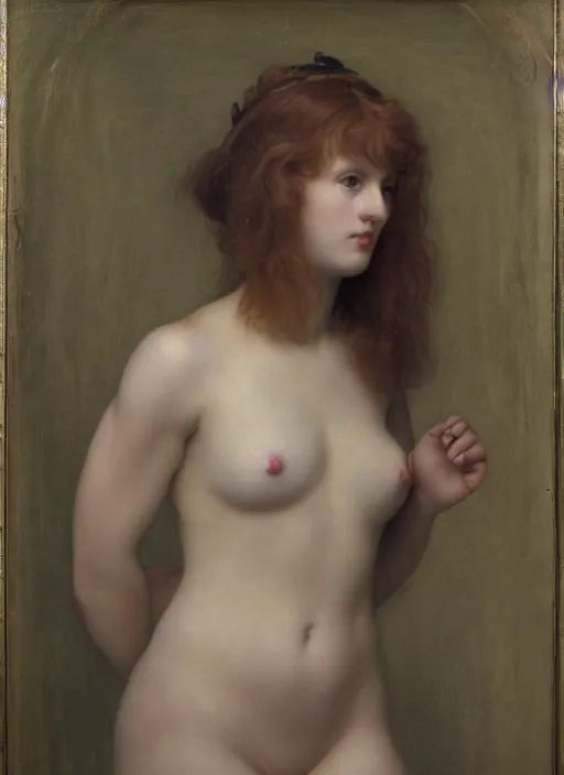 Prompt: Pre-Raphaelite young beautiful female with an athletic figure, neon-light