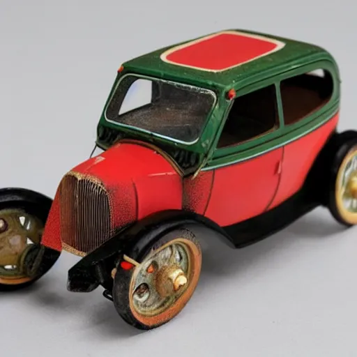 Image similar to photo of old Soviet steel toy car, 1930s, retro, 35 mm