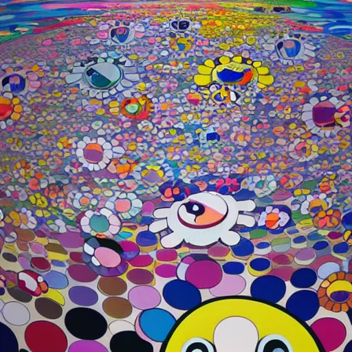 Image similar to unfathomable vastness of infinity, color field, Takashi Murakami and Masaaki Sasamoto