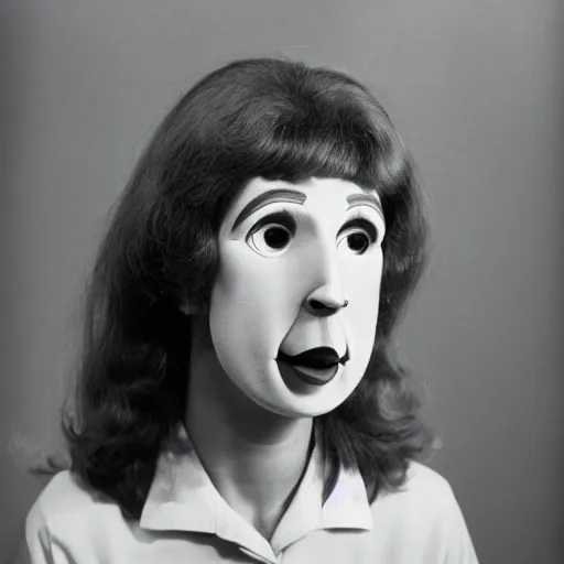 Image similar to woman with a nostril face, long snout, 1974 wacky live-action children's television show, archival footage, technicolor film