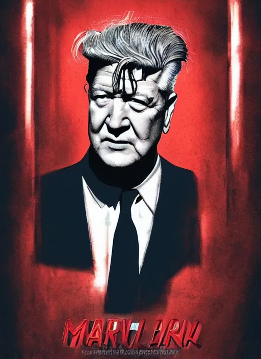 Image similar to a poster of david lynch in the marvel cinematic universe, portrait, official marvel media, poster artwork, highly detailed, 4 k