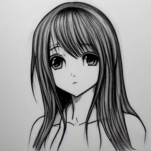 anime girl headshot profile picture, black and white, Stable Diffusion