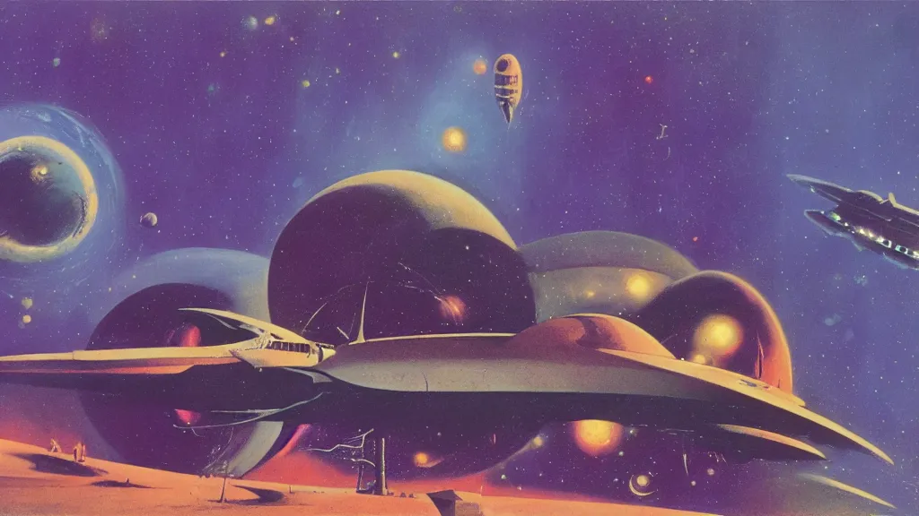 Image similar to spaceship design by paul lehr and jack gaughan and john schoenherr, cinematic matte painting