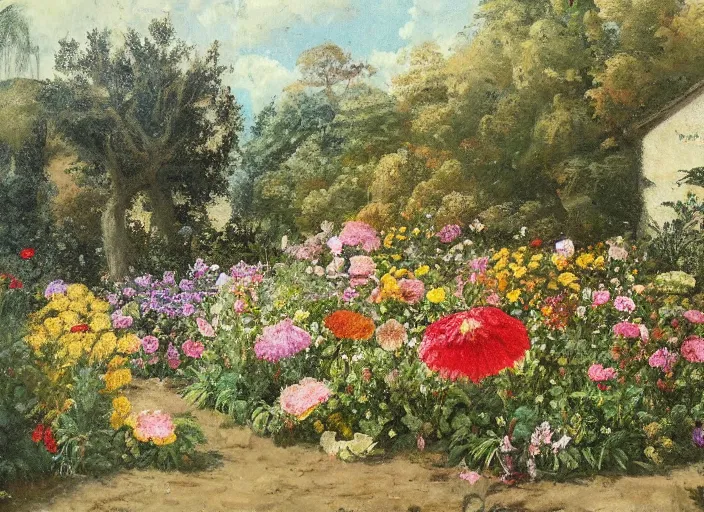 Prompt: a painting of flowers in a garden by sanso, detailed