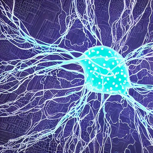 Image similar to an illustration of neurons connecting and transmitting information