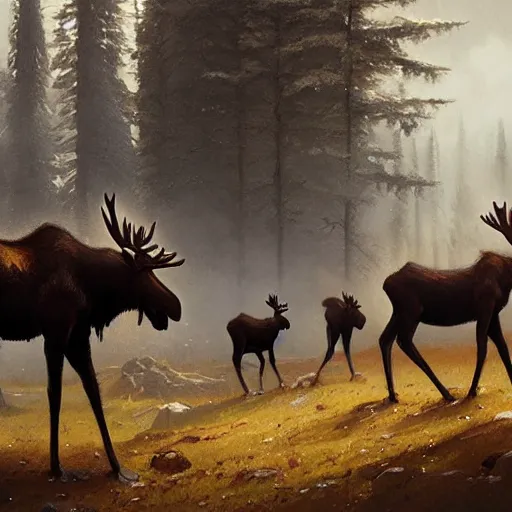 Image similar to moose - folk by greg rutkowski