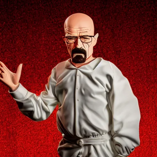 Prompt: Walter White dancing with a creepy grin, award-winning photography 4k