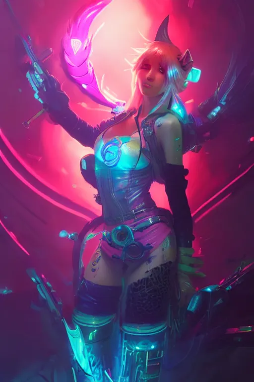 Prompt: ahri from league of legends, cyberpunk futuristic neon. decorated with traditional japanese ornaments by ismail inceoglu dragan bibin hans thoma greg rutkowski alexandros pyromallis nekro rene maritte illustrated, perfect face, fine details, realistic shaded, fine - face, pretty face, masterpiece
