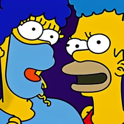 Image similar to photo of homer simpson devouring marge simpson's head, hd, 4 k, detailed