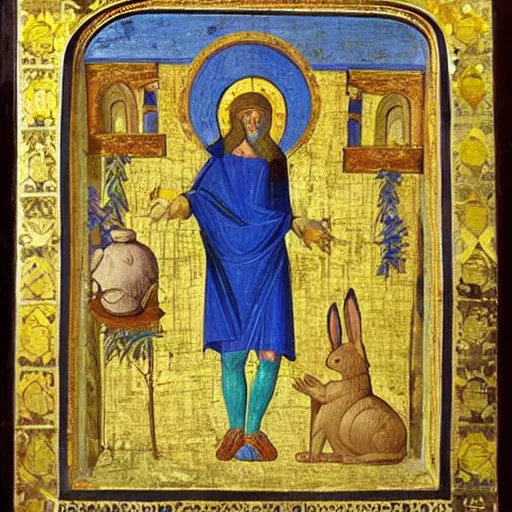 Image similar to byzantine art of a rabbit