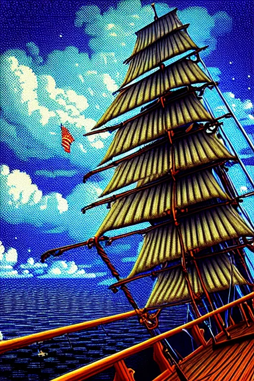 Image similar to view from the deck of the galleon during a storm, beautiful detailed pixelart by albertov, intricate details, beautiful, dithered gradients, volumetric lighting, cgsociety, artstation, smooth, sharp focus, 2 d illustration, amazing art by dan mumford, old school computer game graphics, crpg, d & d, pixel art