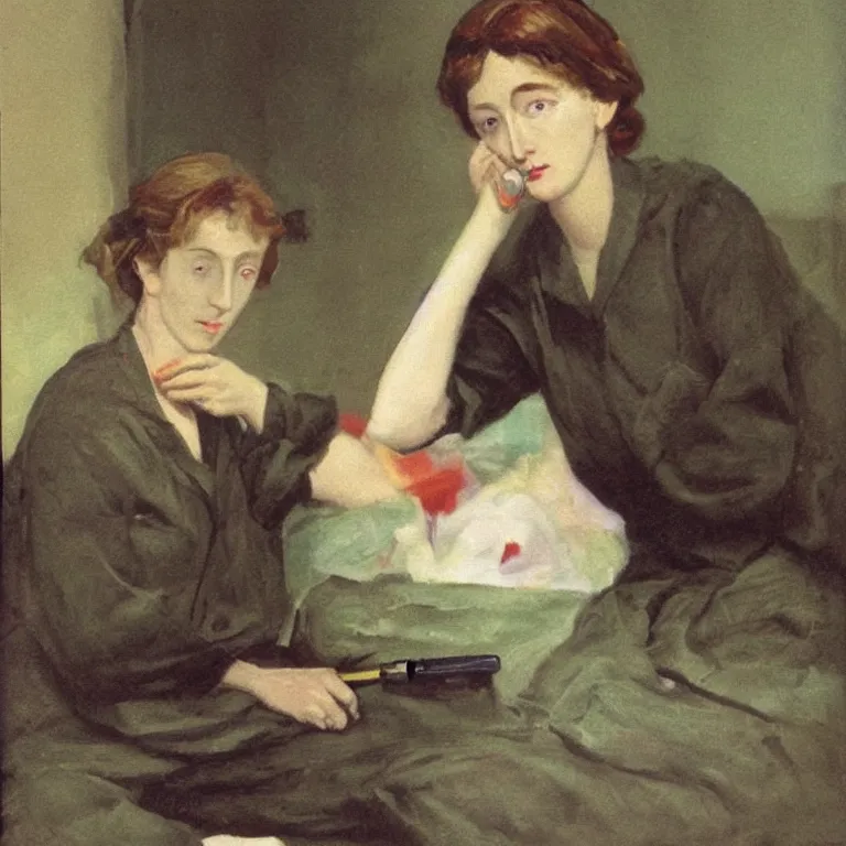 Prompt: Yes, she thought, laying down her brush in extreme fatigues, I have had my vision, by Virginia Woolf