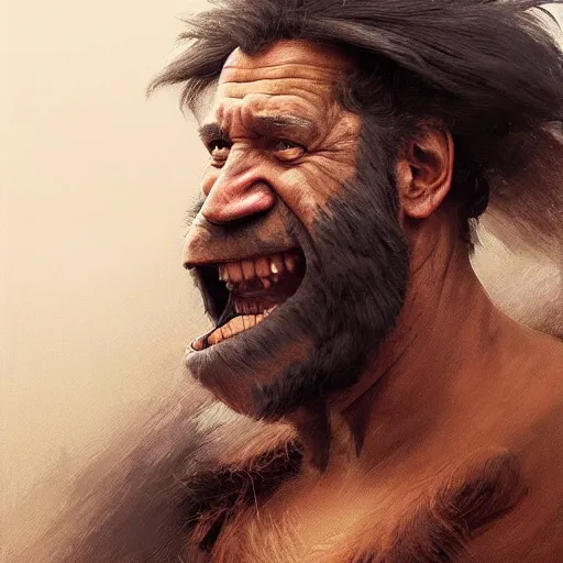 Image similar to Joe Biden as a dump looking caveman , colorful painting on grey scale face, powerful , magic, thunders, dramatic lighting, intricate, wild, highly detailed, digital painting, artstation, concept art, smooth, sharp focus, illustration, art by artgerm and greg rutkowski and alphonse mucha, footage