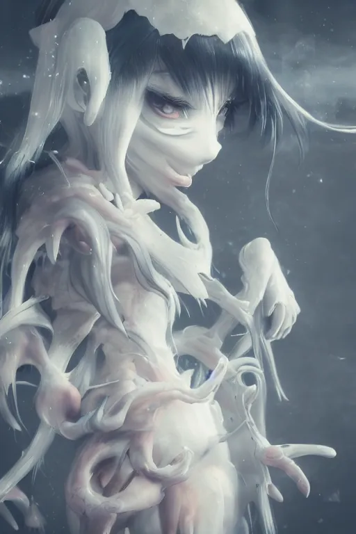 Prompt: anime ghost chilling spine kawaii, ultra realistic, concept art, intricate details, highly detailed, photorealistic, octane render, 8 k