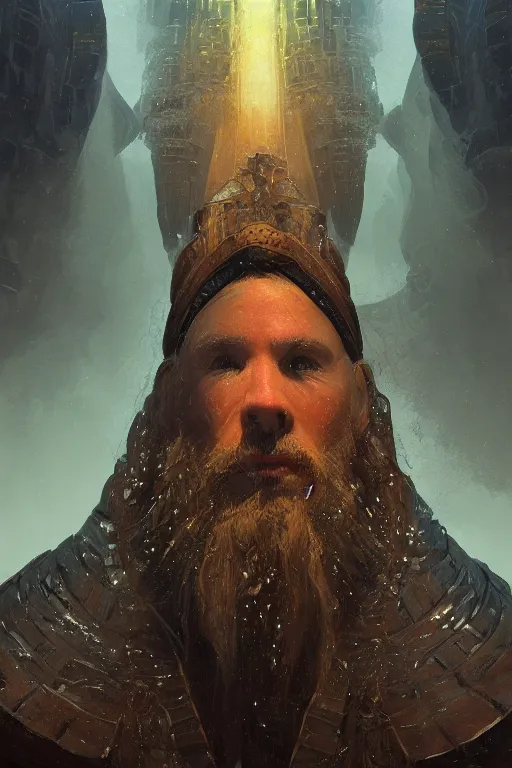 Image similar to Atlantis priest, close-up portrait, devoted, intricate, elegant, volumetric lighting, scenery, digital painting, highly detailed, artstation, sharp focus, illustration, concept art,ruan jia, steve mccurry