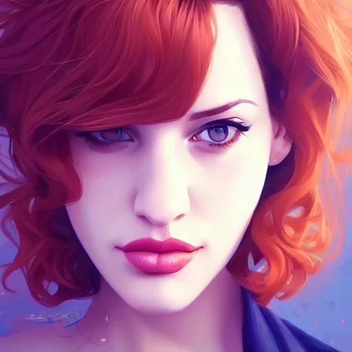 Image similar to a beautiful gina gershon christina hendricks kat dennings instagram model by wlop and ilya kuvshinov and artgerm, symmetrical eyes, aesthetic, gorgeous, stunning, alluring, attractive, artstation, deviantart, pinterest, digital art