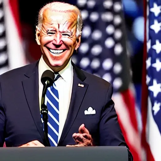 Image similar to smiling joe biden with glowing eyes