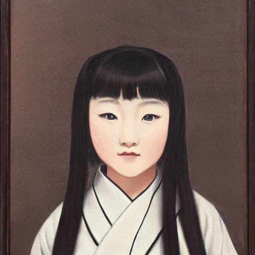 Image similar to a painting of Japanese schoolgirl, clothed, realism and naturalism