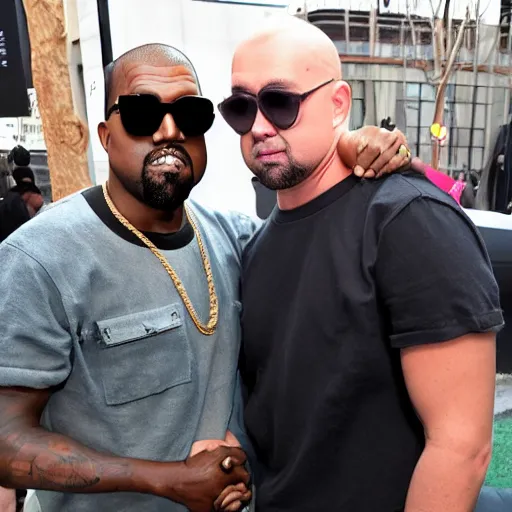 Image similar to kanye west meetup with gru from despicable me