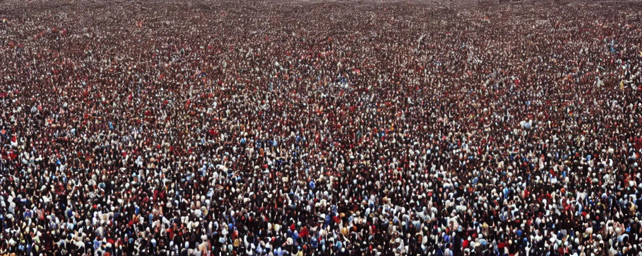 Image similar to a large crowd of people at a political rally, photographic, Andreas Gursky, Sebastião Salgado, detailed