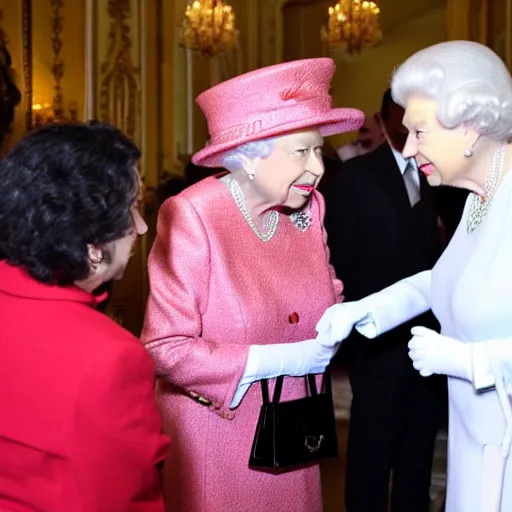 Prompt: Queen Elizabeth II meets Juan Gabriel