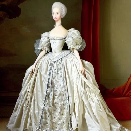 Image similar to dresses of the era of marie-antoinette made of plastic