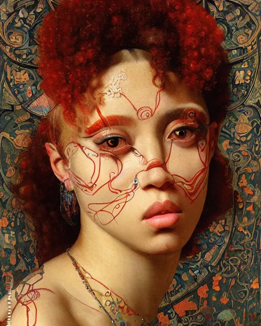 Prompt: close up of doja cat, with colourful intricate, by edgar maxence and caravaggio and michael whelan and delacroix style, artistic, intricate drawing, light brazen, realistic fantasy, extremely detailed and beautiful aesthetic face, 8 k resolution, dramatic lighting