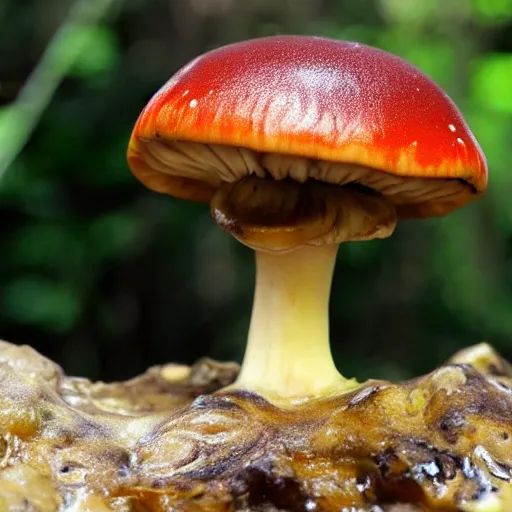Image similar to an alien mushroom, gooey, melty